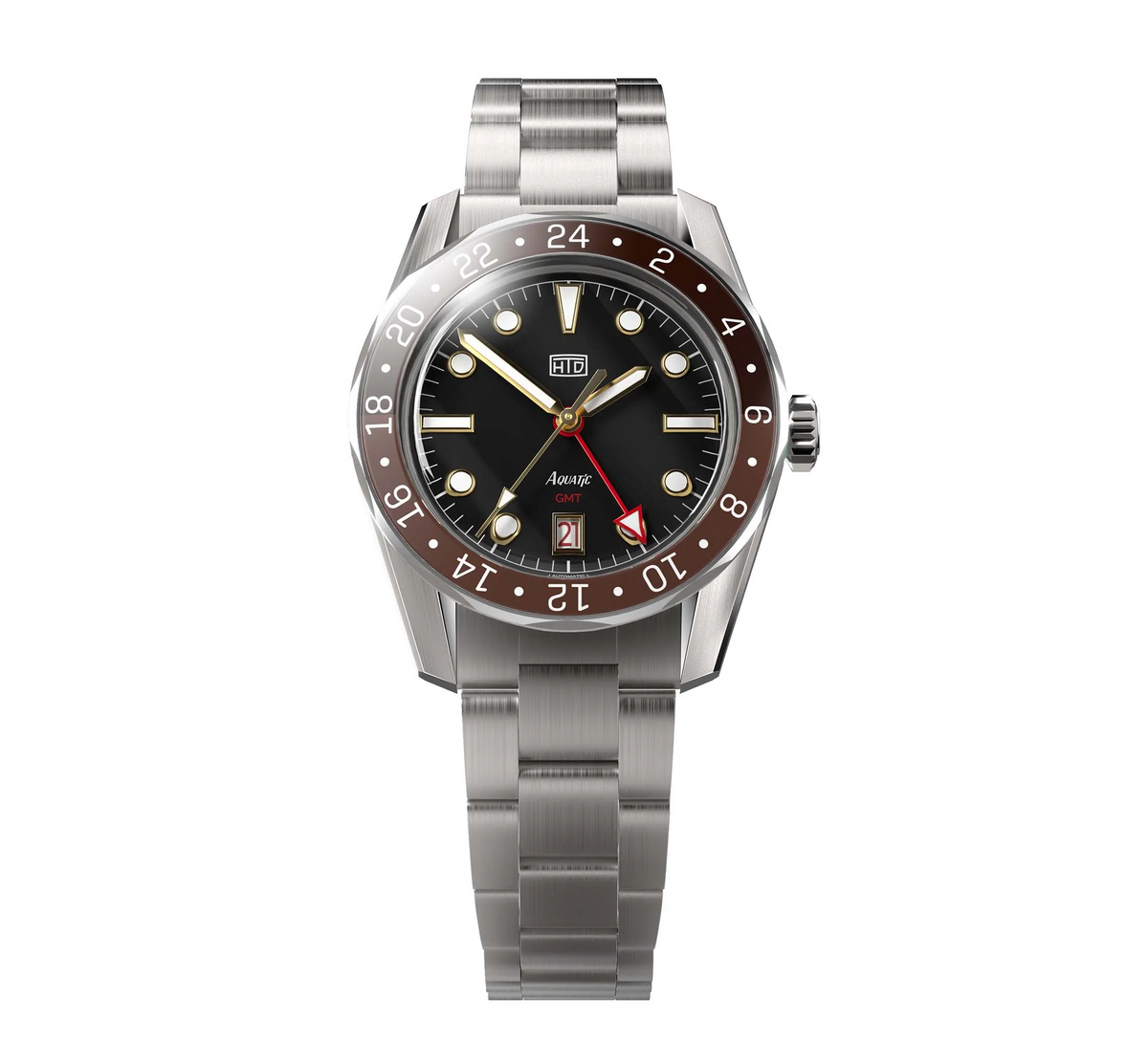 HTD Watches Aquatìc GMT World Timer Golden Brown