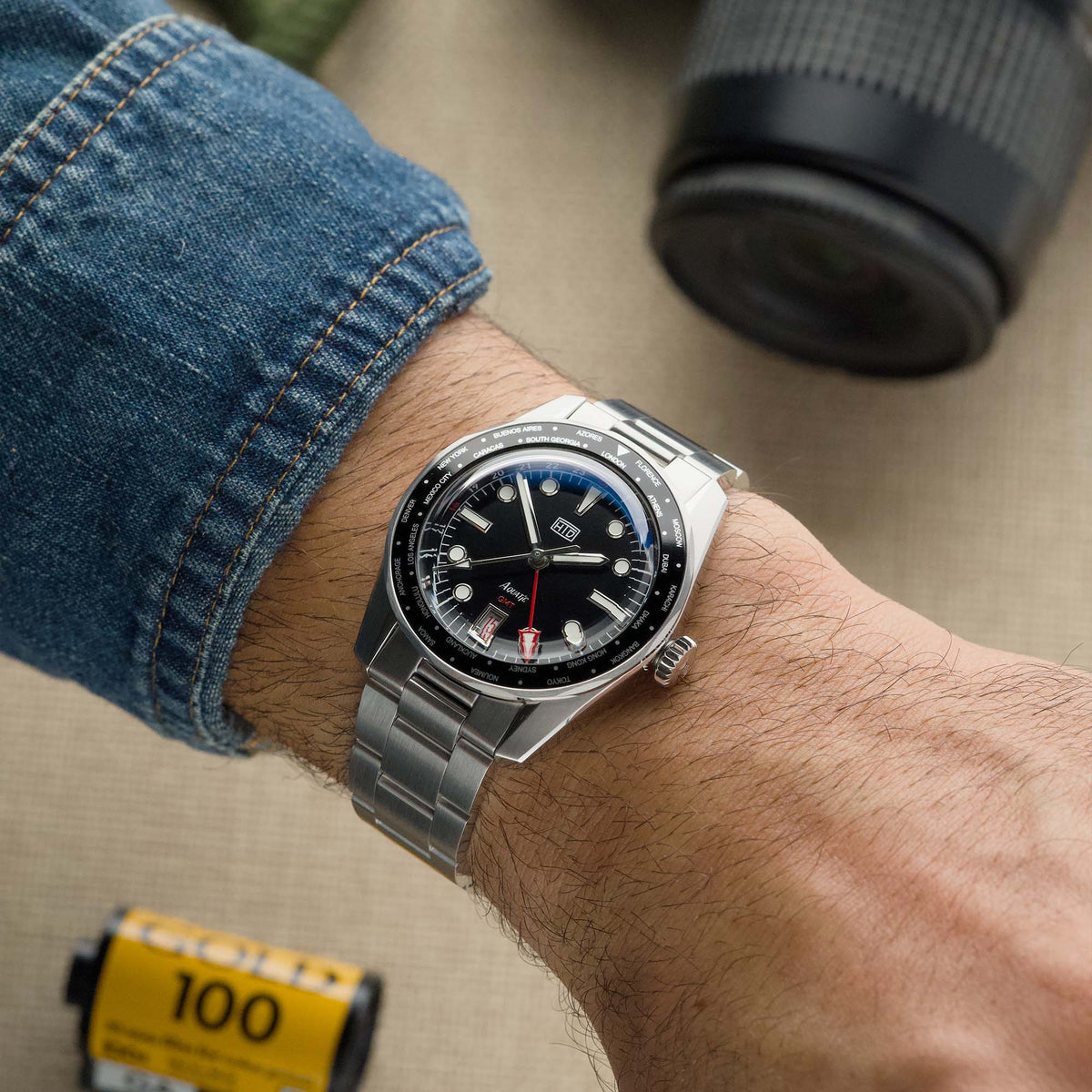 HTD Watches Aquatìc GMT World Timer nero