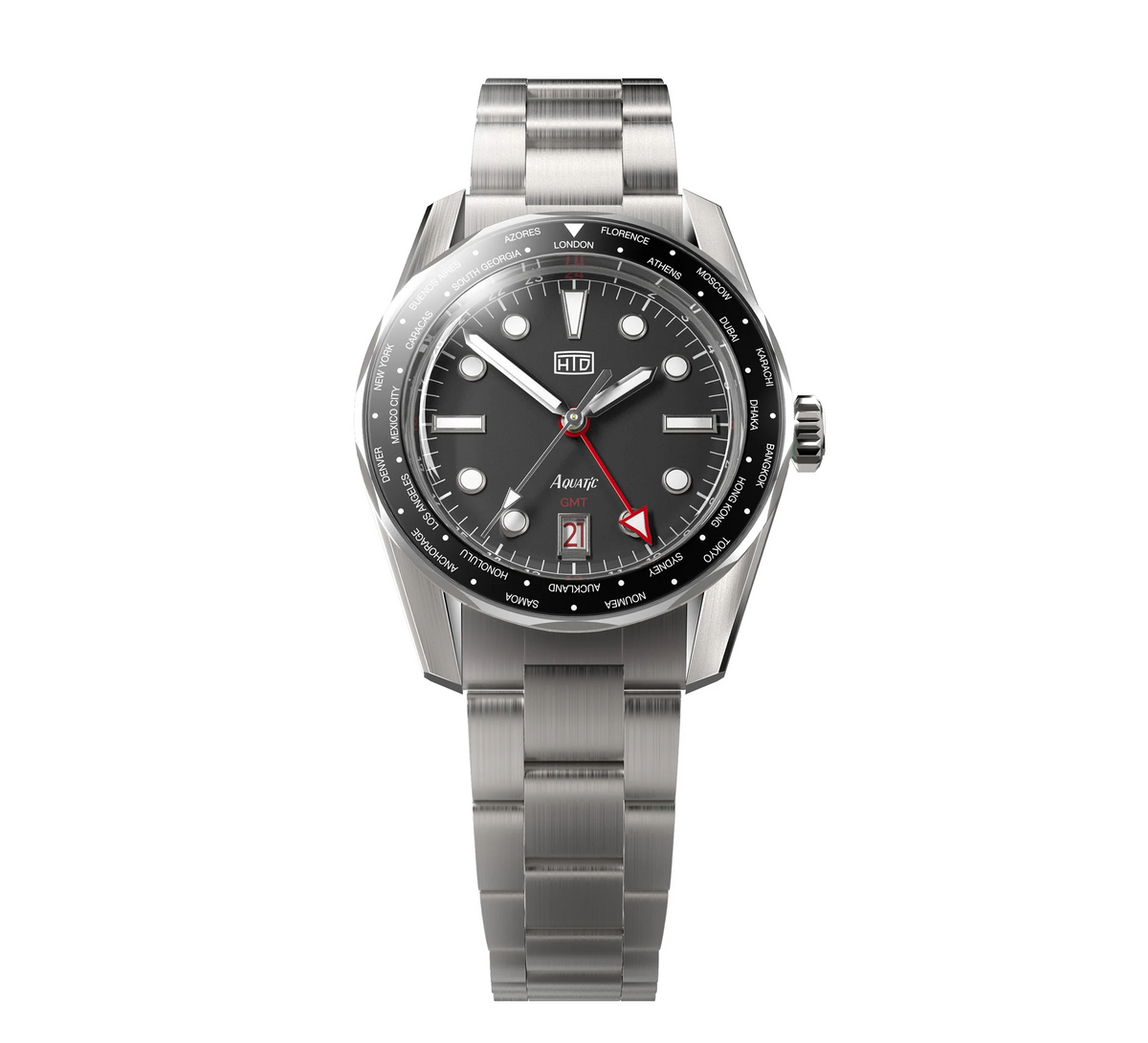 HTD Watches Aquatìc GMT World Timer nero
