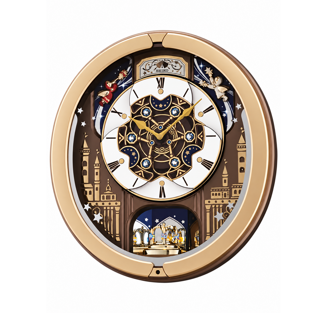 Seiko Clocks Gold Melody in Motion Musical Wall Clock QXM350G