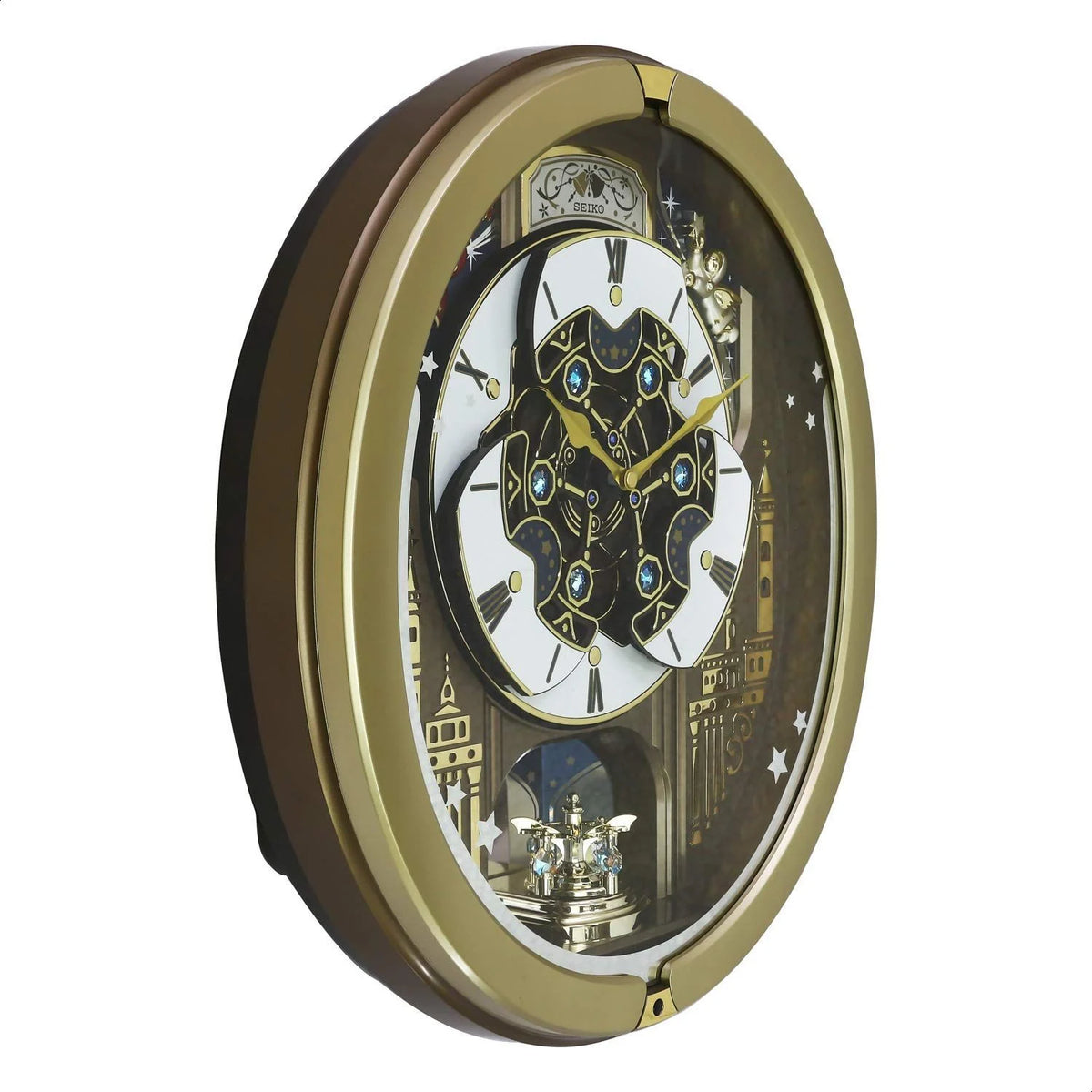 Seiko Clocks Gold Melody in Motion Musical Wall Clock QXM350G