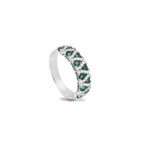 Anello Piero Milano oro 750 Diamanti e Smeraldi R8174AB2SXL