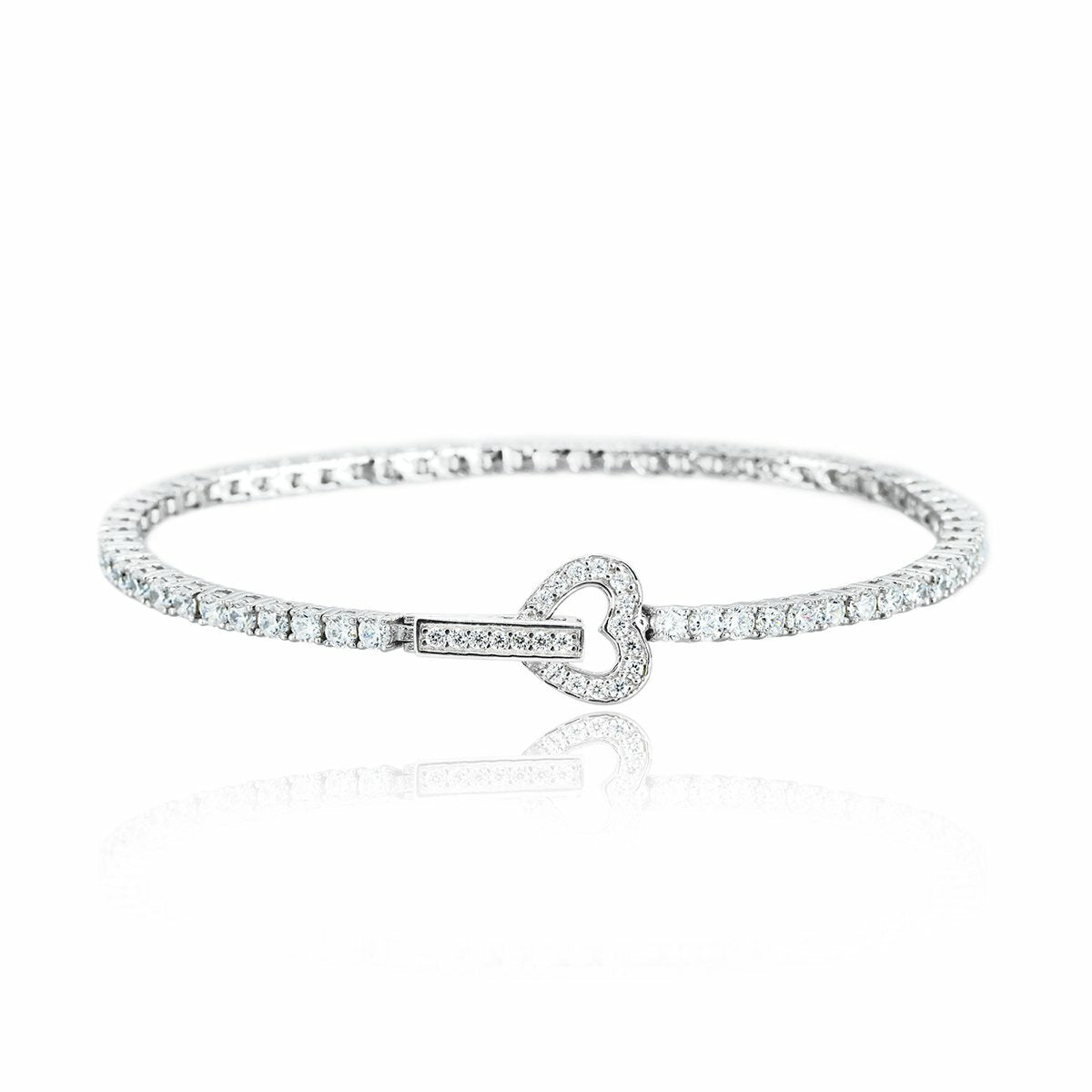 Heart Tennis Bracelet in Silver MABINA Gioielli 533018/S