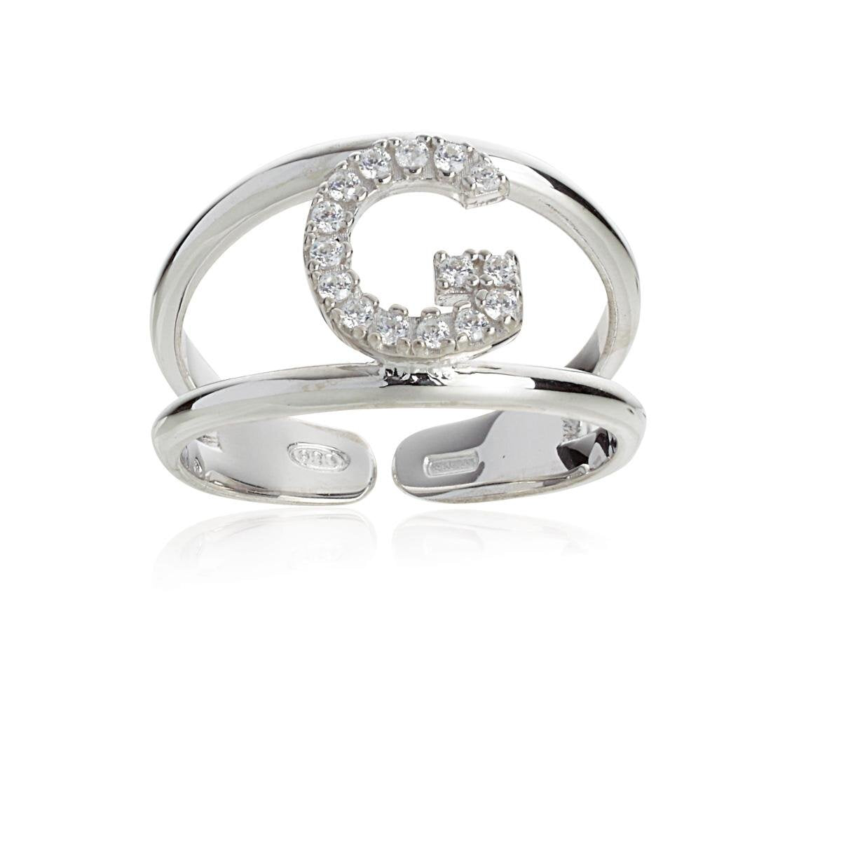 Silver Initial G Ring with Zircons Artlinea ZAS2/G-LB
