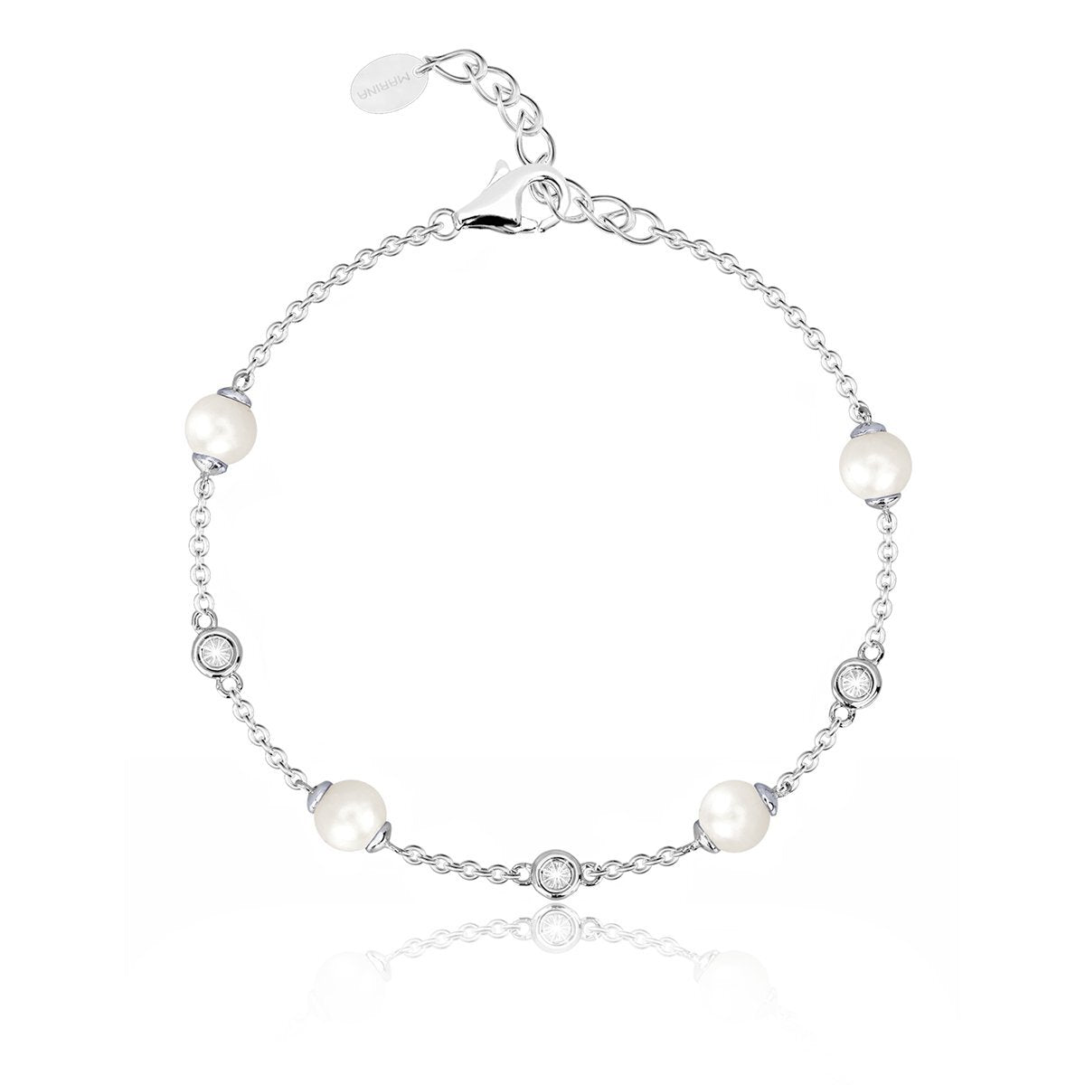 Mabina Angel Bracelet Silver Pearls and Zircons 533246