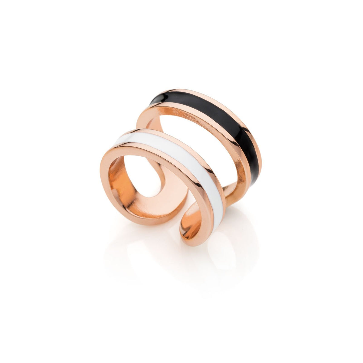 Unoaerre 2086 black and white enamel pink ring 