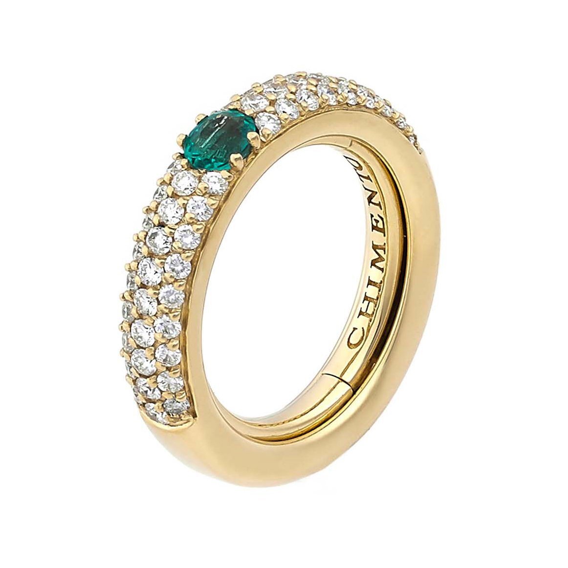 Chimento ring in yellow gold with diamonds and emerald 1AS1940EB1140