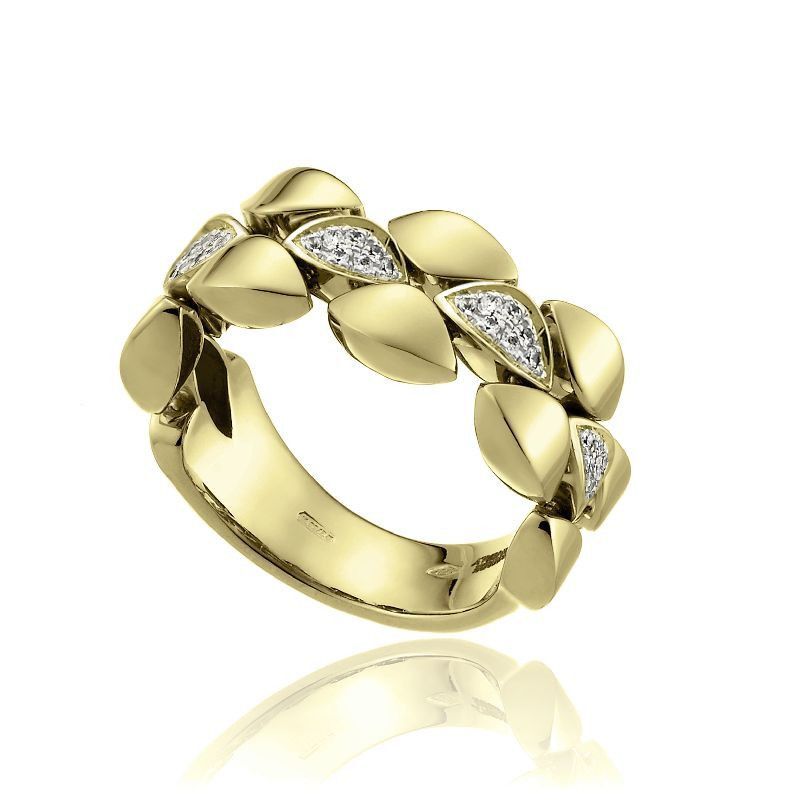 Chimento Double Mosaic Ring in 750 Gold and Diamonds 1A01600B21140